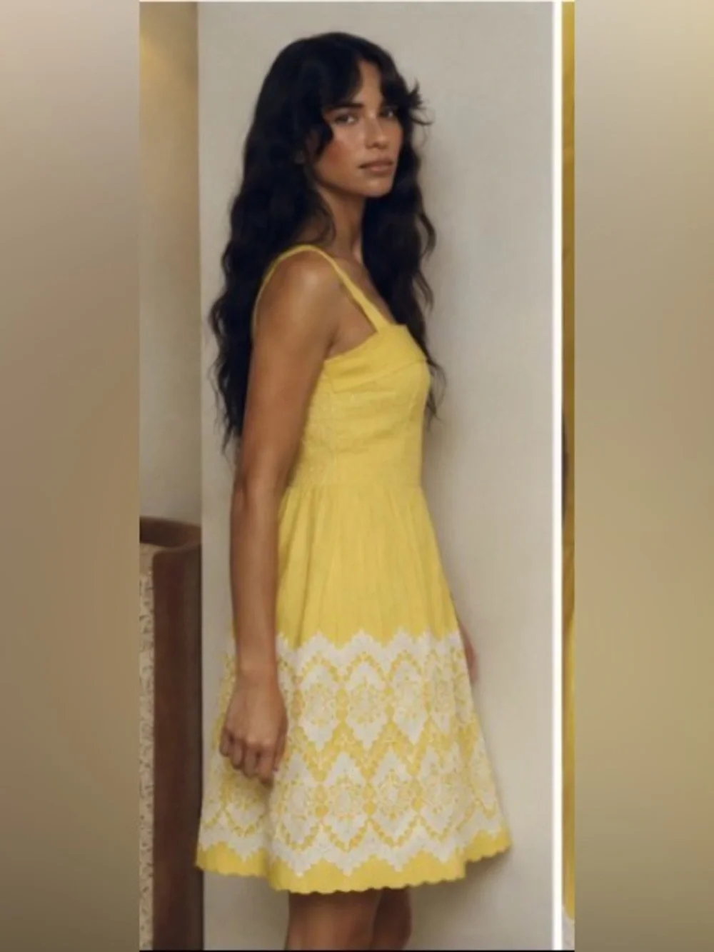 Anthropologie Floreat Yellow & White Lace Sundress - Picture 4 of 4